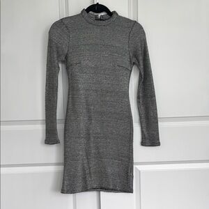 Topshop Silver Long Sleeve Bodycon Dress